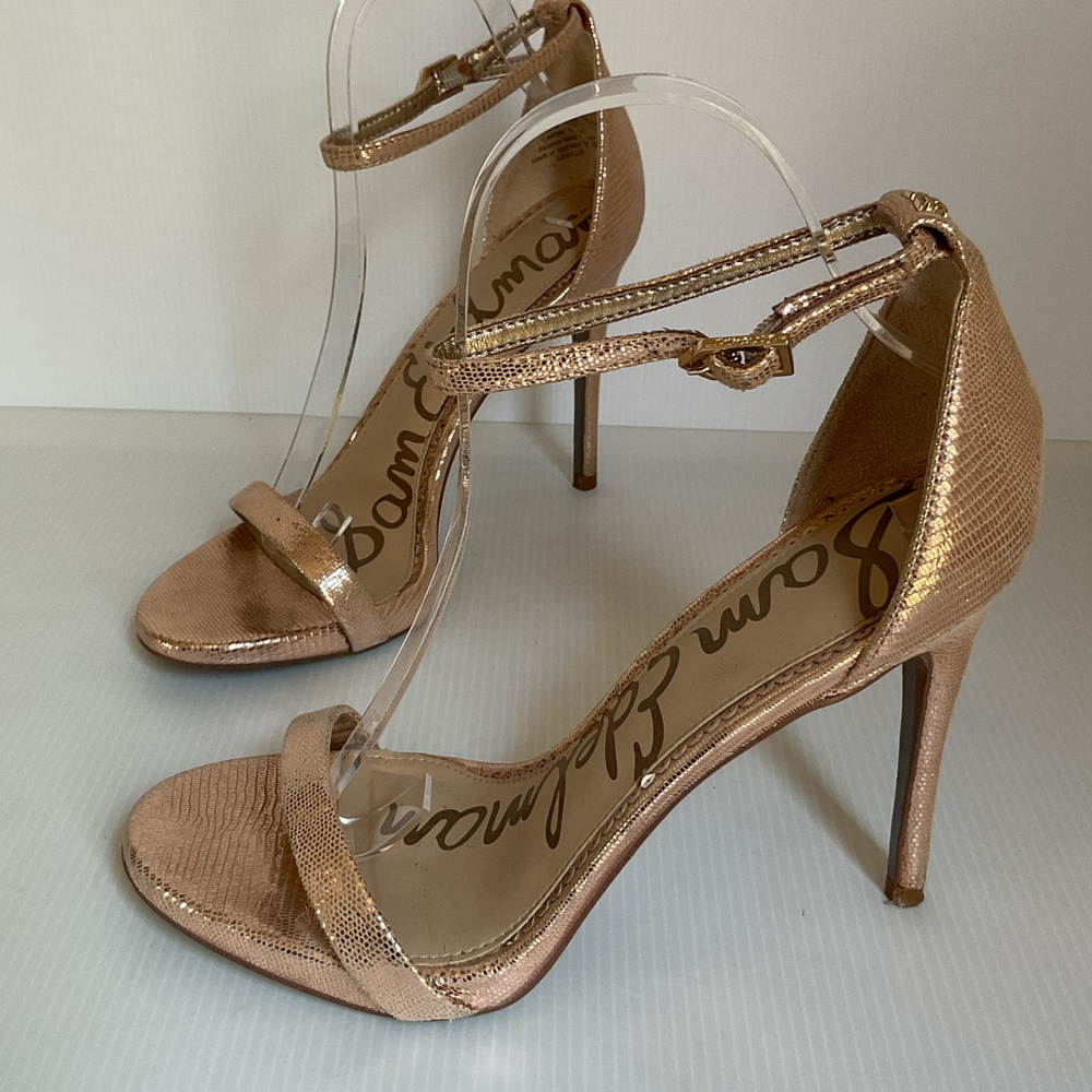 Sam Edelman Strappy Rose Gold High Heel Sandals Size 8.5 M Leather Upper - Picture 2 of 11
